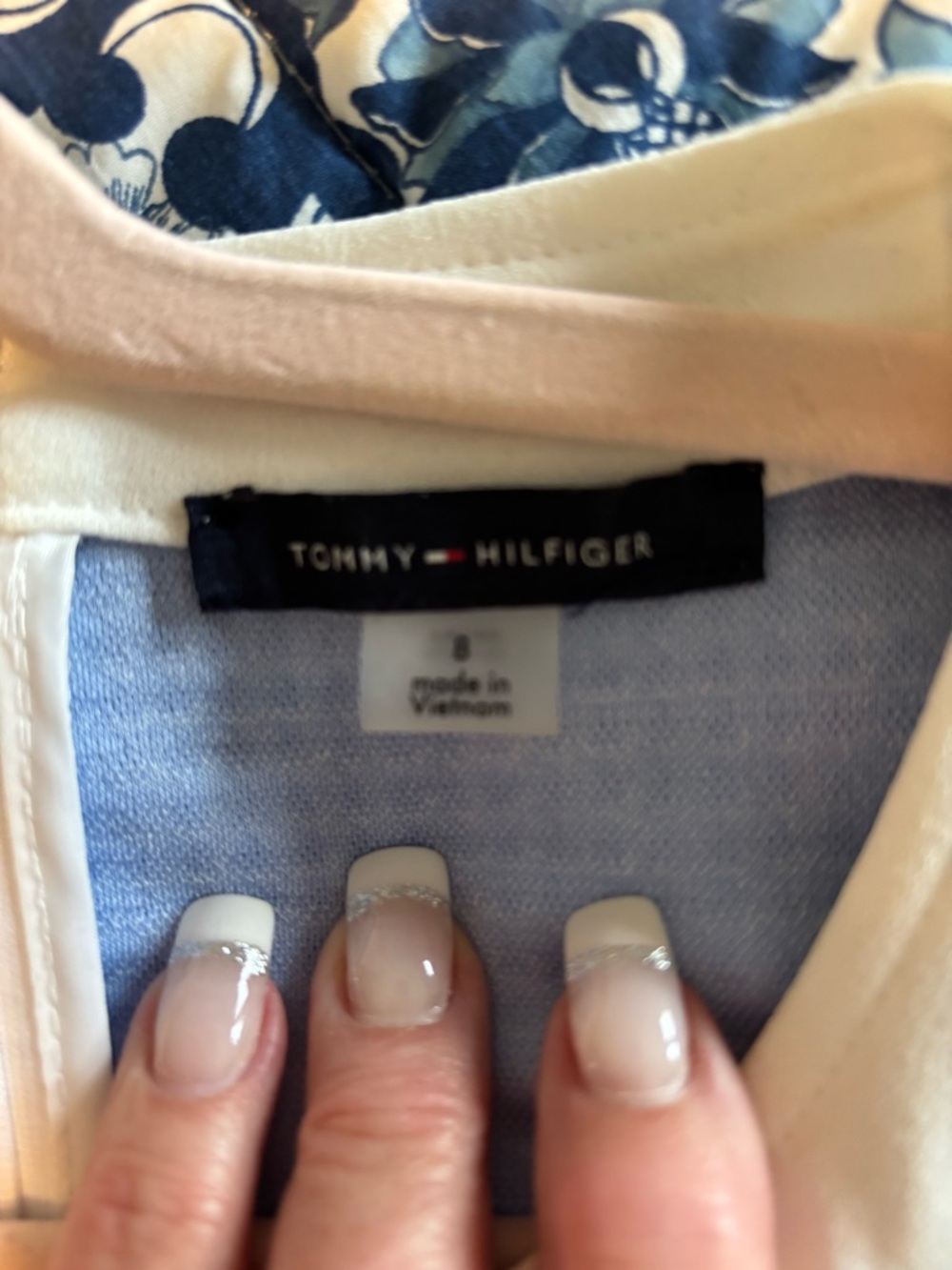 Tommy Hilfiger Preppy Houndstooth Blue and White Sheath Dress~8 - Picture 7 of 11